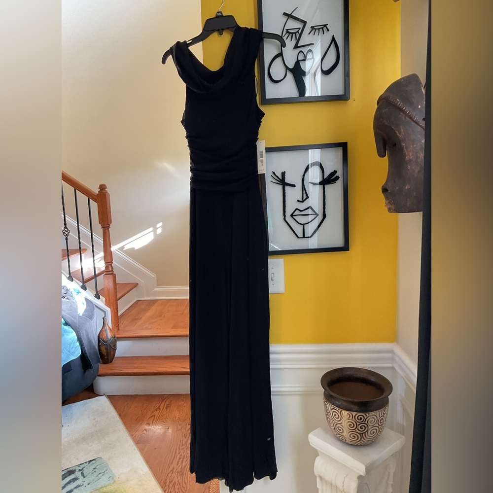 Eliza J Draped Out Sleeveless Mesh Black Jumpsuit Size 14W NWT